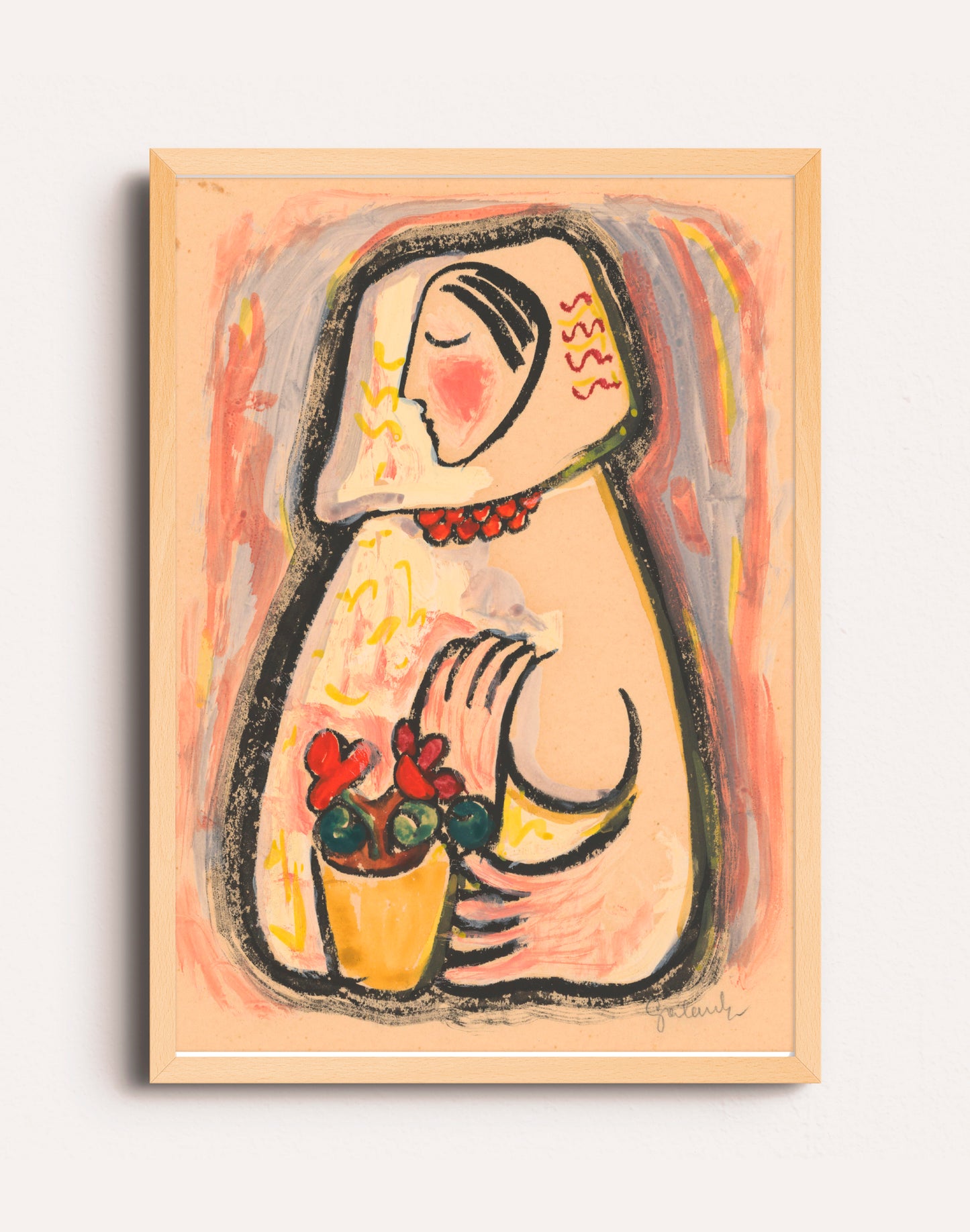 GIRL WITH BASKET OF FLOWERS