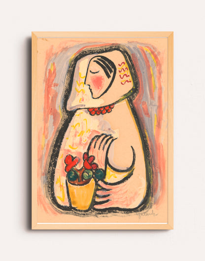 GIRL WITH BASKET OF FLOWERS